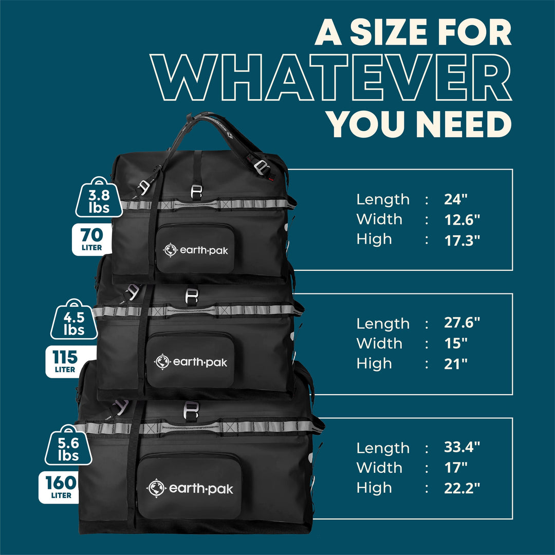 Rover Duffel Heavy Duty Water-Resistant 1680D TPU Duffle Bag with Detachable Straps & 4 Grab Handles ( 70L / 115L / 160L )