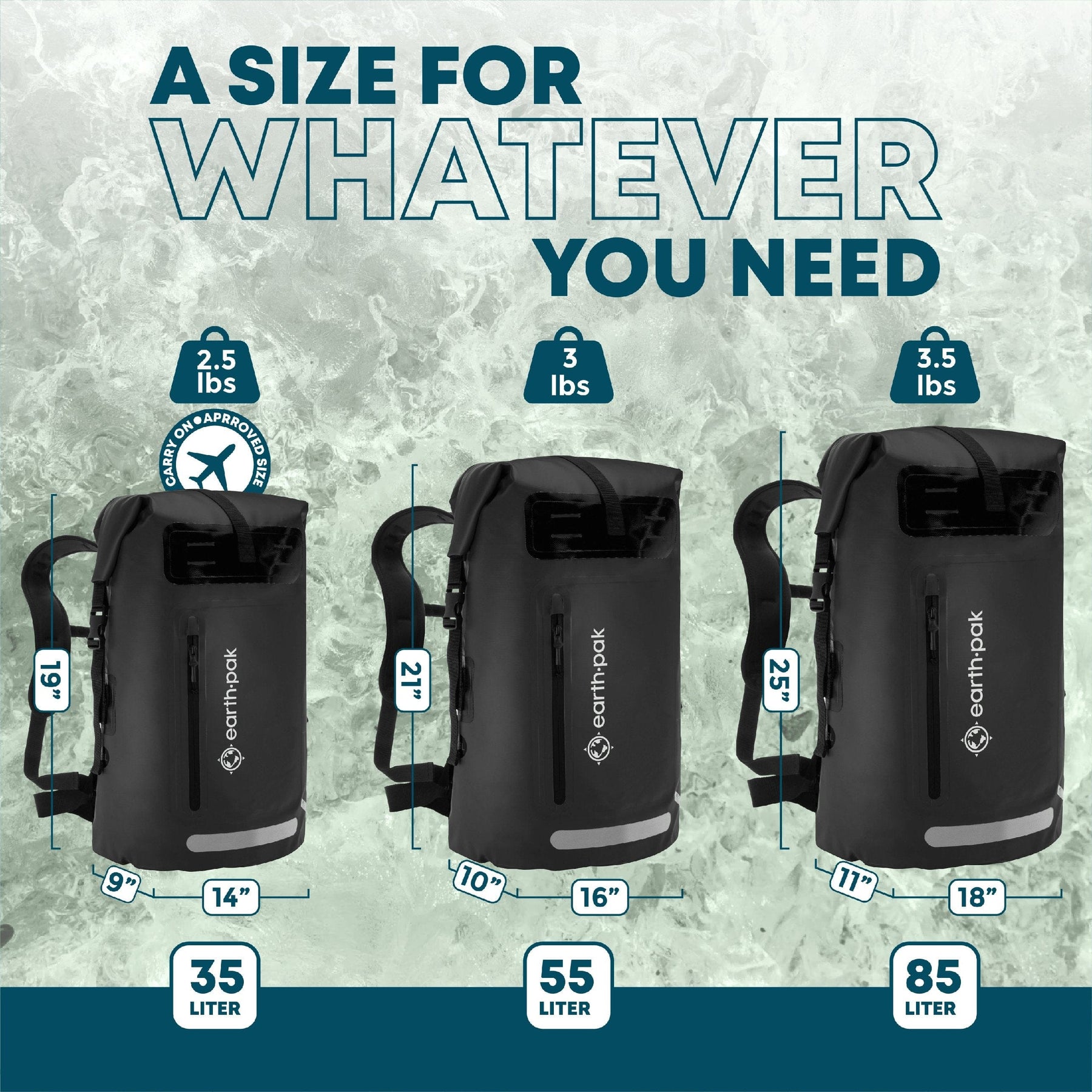 earth pak - Summit 35L/55L/85L Dry Bag Backpack